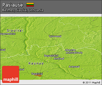 Physical Panoramic Map of Pašiaušė