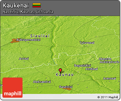 Physical Panoramic Map of Kaukėnai