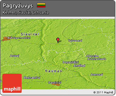 Physical Panoramic Map of Pagryžuvys
