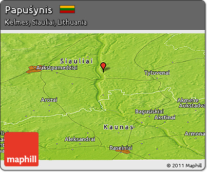 Physical Panoramic Map of Papušynis