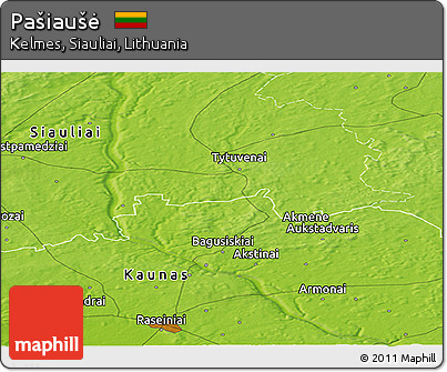Physical Panoramic Map of Pašiaušė