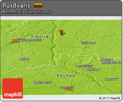 Physical Panoramic Map of Pūsdvaris