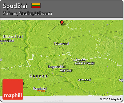 Physical Panoramic Map of Spudžiai