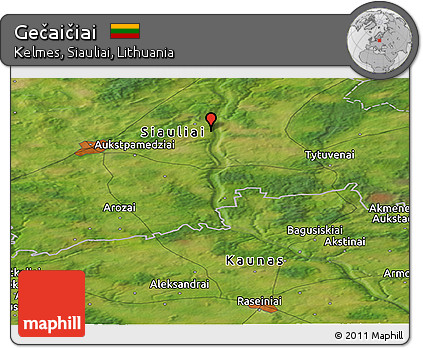 Satellite Panoramic Map of Gečaičiai