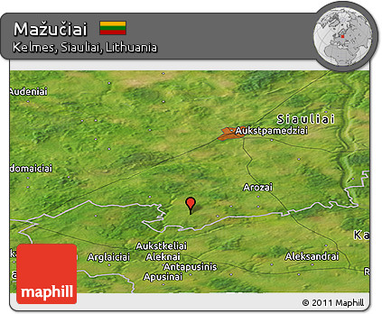 Satellite Panoramic Map of Mažučiai