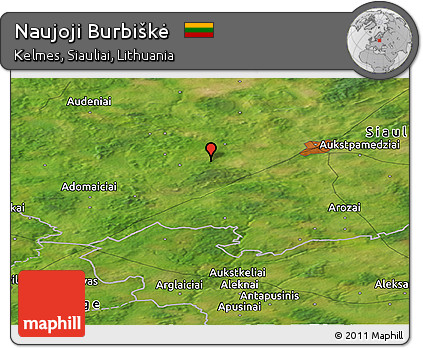 Satellite Panoramic Map of Naujoji Burbiškė