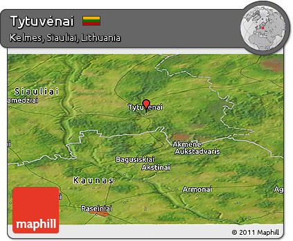 Satellite Panoramic Map of Tytuvėnai