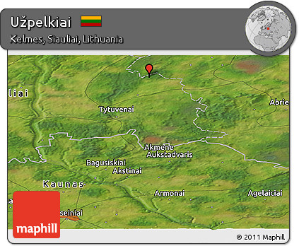 Satellite Panoramic Map of Užpelkiai