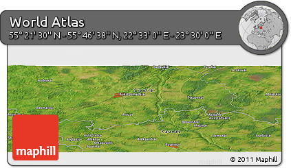 Satellite Panoramic Map of the Area around 55° 34' 4" N, 23° 1' 29" E