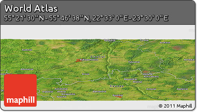 Satellite Panoramic Map of the Area around 55° 34' 4" N, 23° 1' 29" E