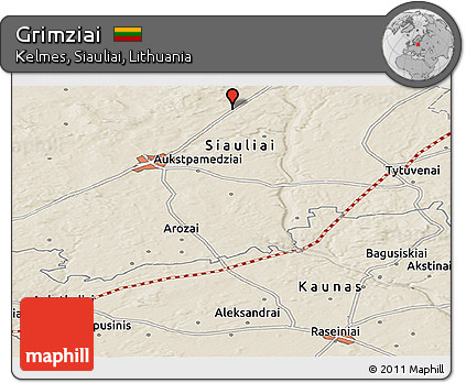 Shaded Relief Panoramic Map of Grimziai