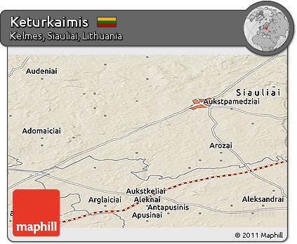 Shaded Relief Panoramic Map of Keturkaimis