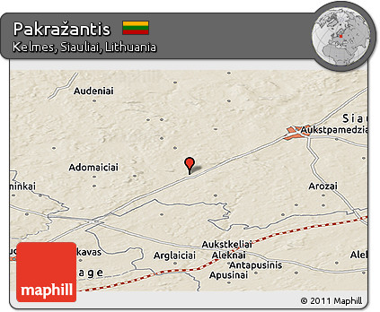 Shaded Relief Panoramic Map of Pakražantis