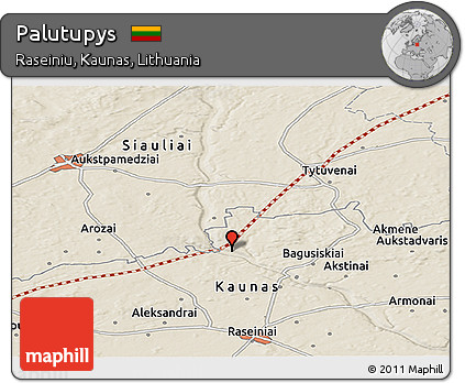 Shaded Relief Panoramic Map of Palutupys
