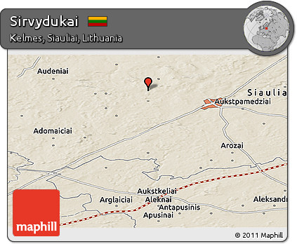 Shaded Relief Panoramic Map of Sirvydukai