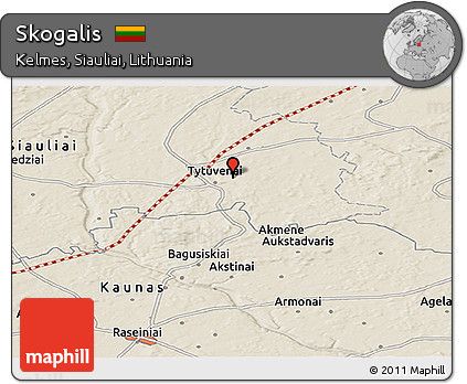 Shaded Relief Panoramic Map of Skogalis