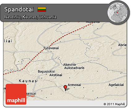 Shaded Relief Panoramic Map of Spandotai