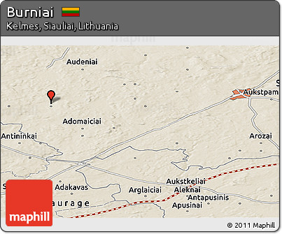 Shaded Relief Panoramic Map of Burniai