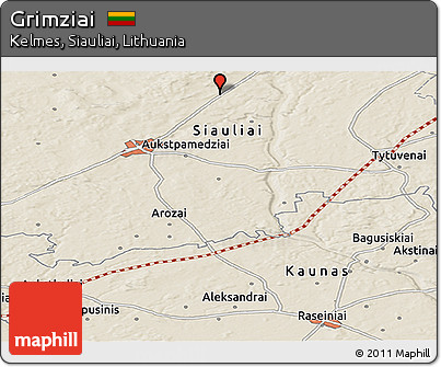 Shaded Relief Panoramic Map of Grimziai