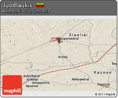 Shaded Relief Panoramic Map of Juodlaukis