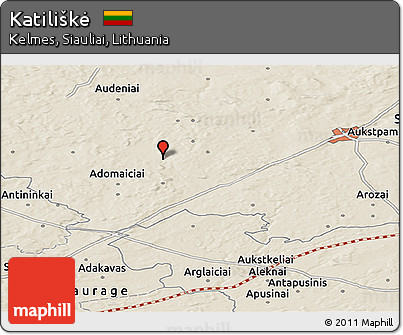 Shaded Relief Panoramic Map of Katiliškė