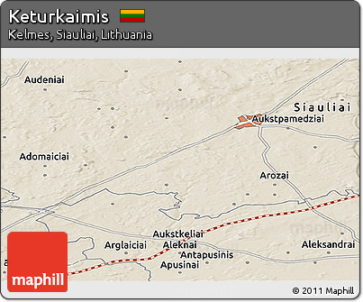Shaded Relief Panoramic Map of Keturkaimis