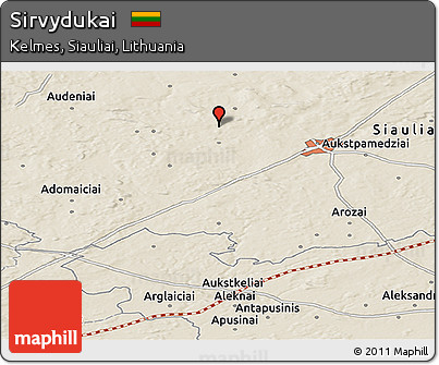 Shaded Relief Panoramic Map of Sirvydukai