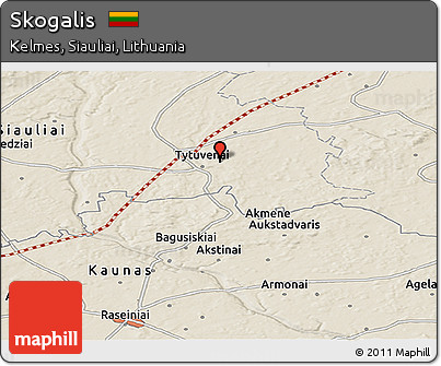Shaded Relief Panoramic Map of Skogalis