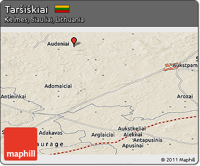 Shaded Relief Panoramic Map of Taršiškiai