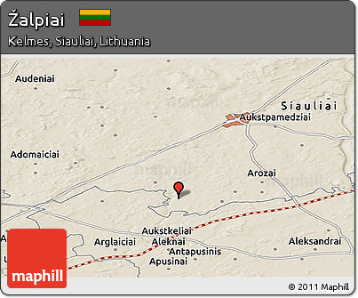 Shaded Relief Panoramic Map of Žalpiai