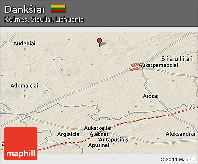 Shaded Relief Panoramic Map of Dankšiai