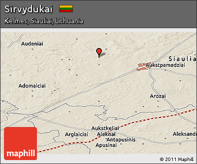 Shaded Relief Panoramic Map of Sirvydukai