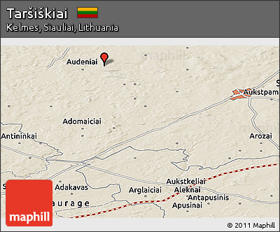 Shaded Relief Panoramic Map of Taršiškiai