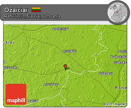 Physical 3D Map of Ožaičiai
