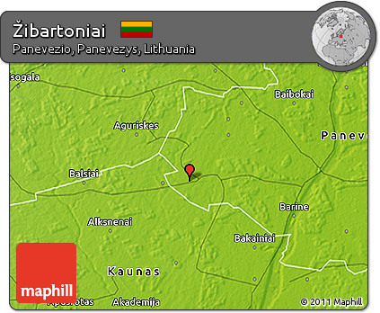 Physical 3D Map of Žibartoniai