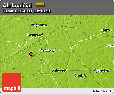 Physical 3D Map of Aleknaičiai