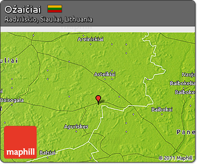Physical 3D Map of Ožaičiai