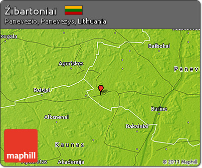 Physical 3D Map of Žibartoniai