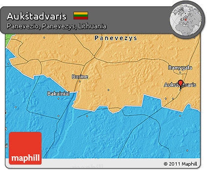 Political 3D Map of Aukštadvaris
