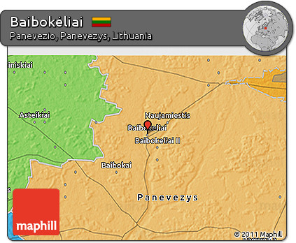 Political 3D Map of Baibokėliai