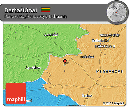 Political 3D Map of Bartašiūnai