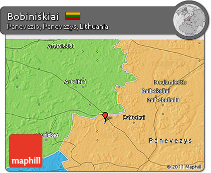Political 3D Map of Bobiniškiai