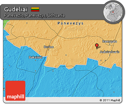 Political 3D Map of Gudeliai
