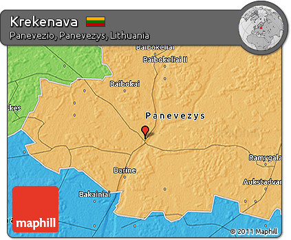 Political 3D Map of Krekenava