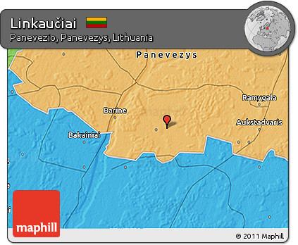 Political 3D Map of Linkaučiai