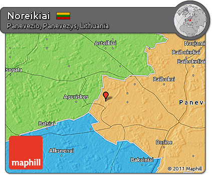 Political 3D Map of Noreikiai