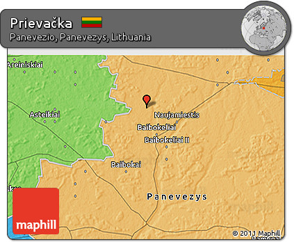 Political 3D Map of Prievačka