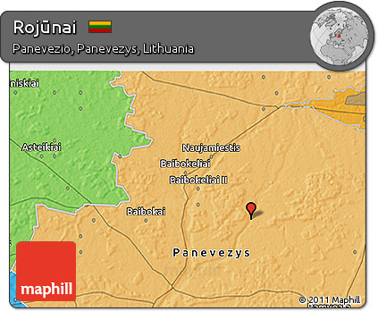 Political 3D Map of Rojūnai
