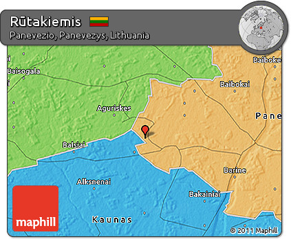 Political 3D Map of Rūtakiemis