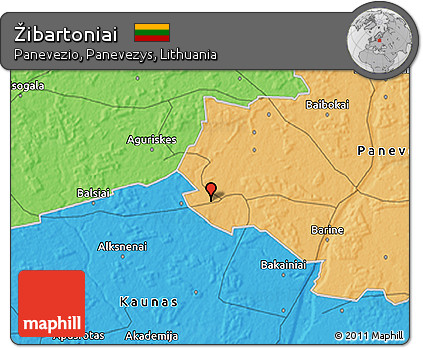 Political 3D Map of Žibartoniai
